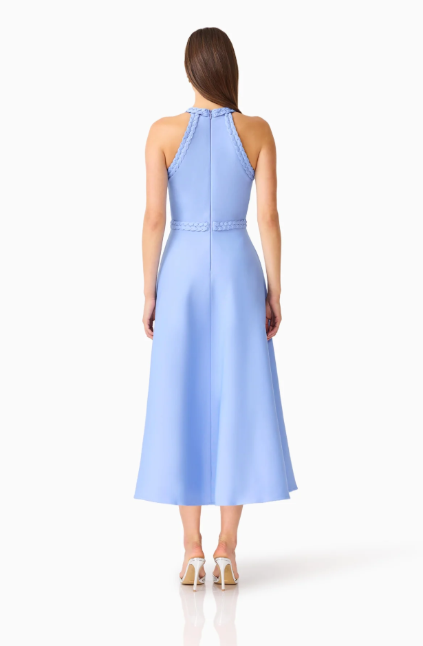 Elliatt Floriana Halter Neck Fit & Flare Dress in Cornflower Blue