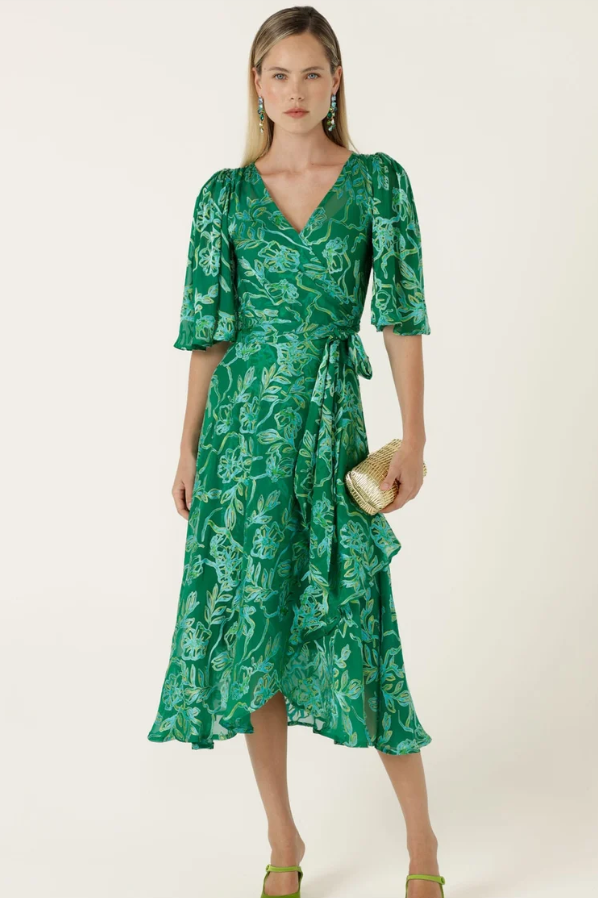 Sacha Drake Garden Maze Silk Wrap Dress