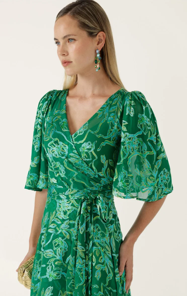 Sacha Drake Garden Maze Silk Wrap Dress
