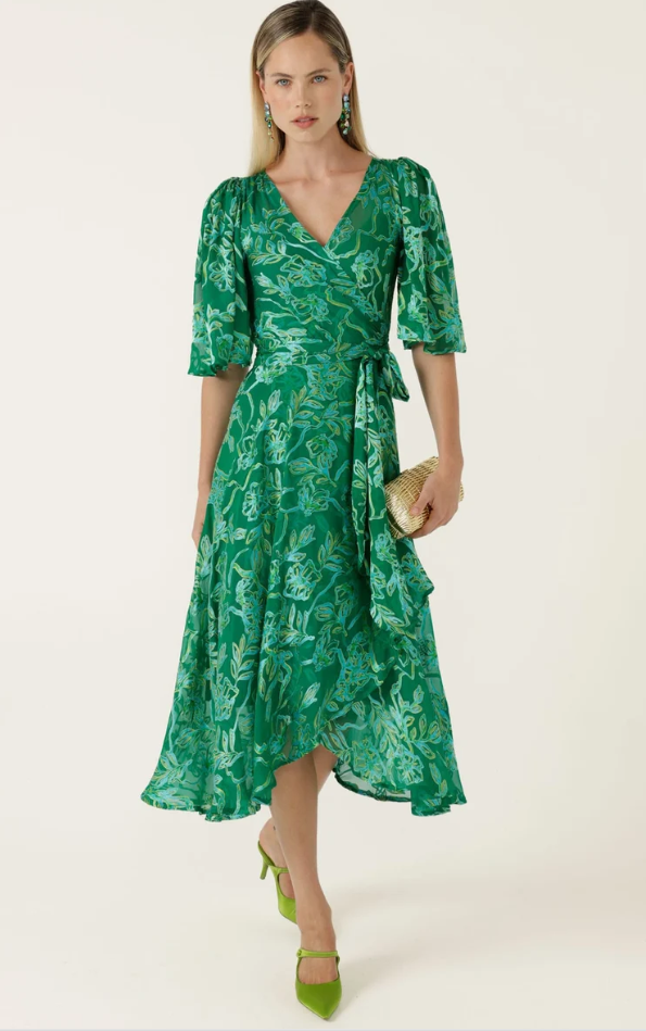 Sacha Drake Garden Maze Silk Wrap Dress