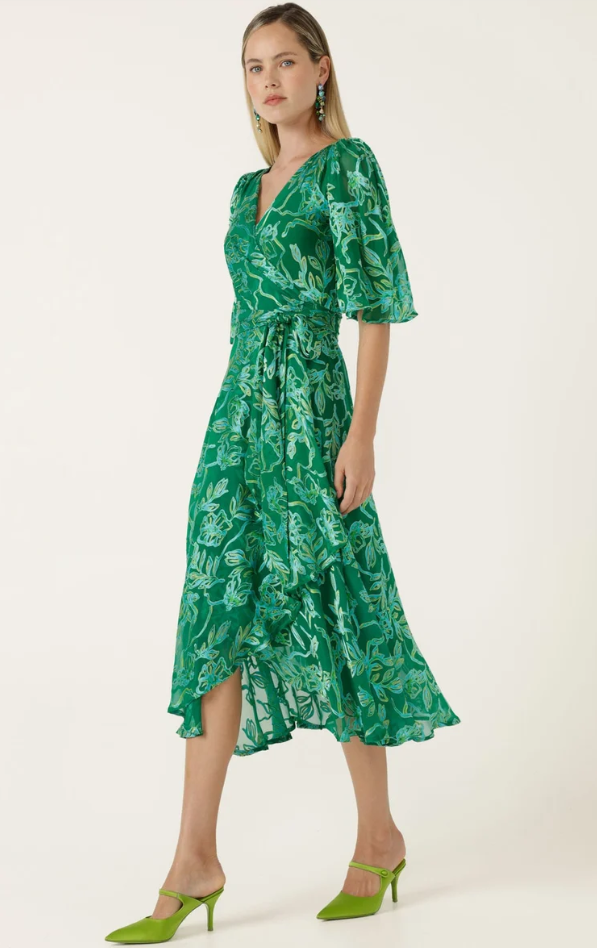 Sacha Drake Garden Maze Silk Wrap Dress