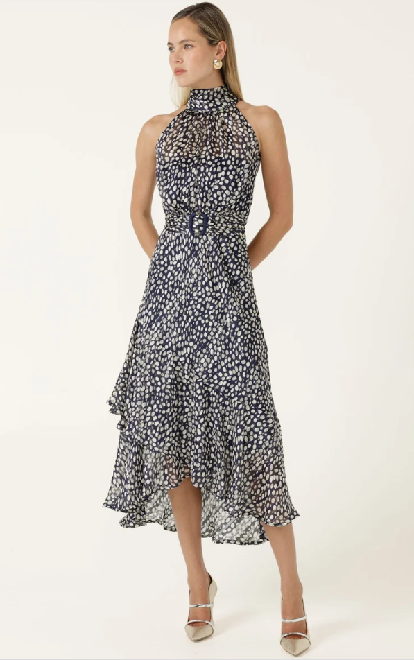 Sacha Drake Austen High Neck Dress in Navy