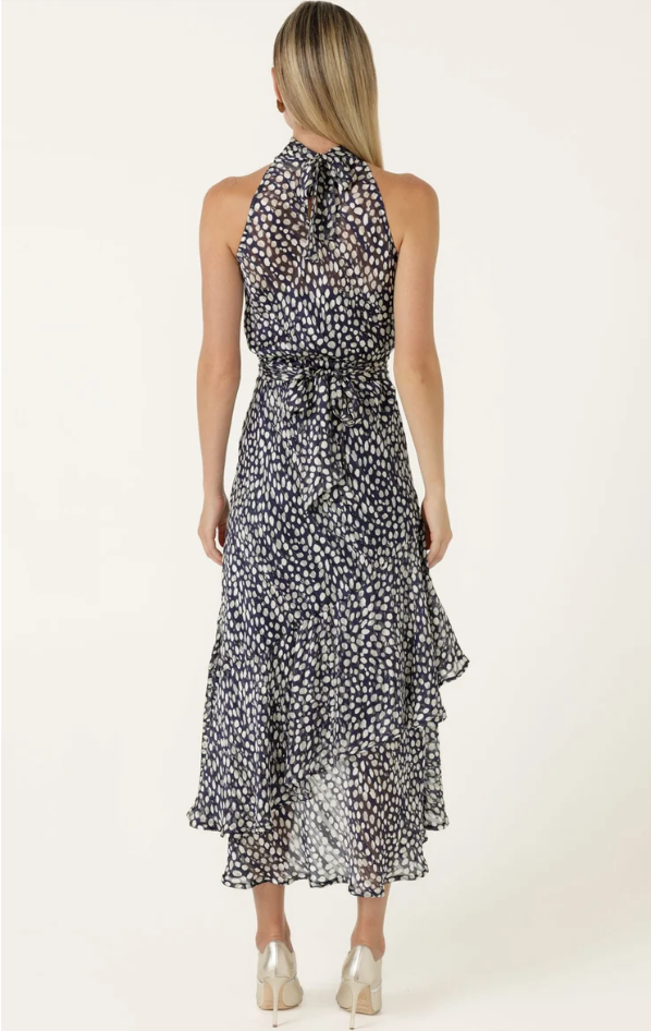 Sacha Drake Austen High Neck Dress in Navy