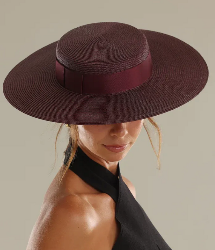 Morgan & Taylor Macy Racewear Boater in Dark Cherry Red
