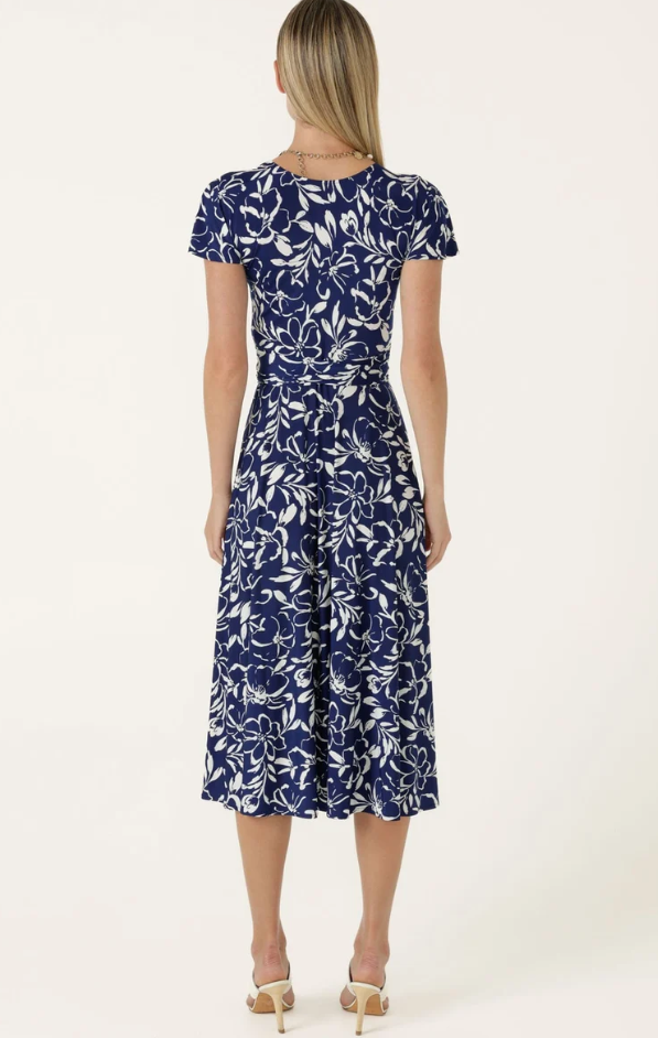 Sacha Drake Reverse Wrap Midi Dress in White Floral