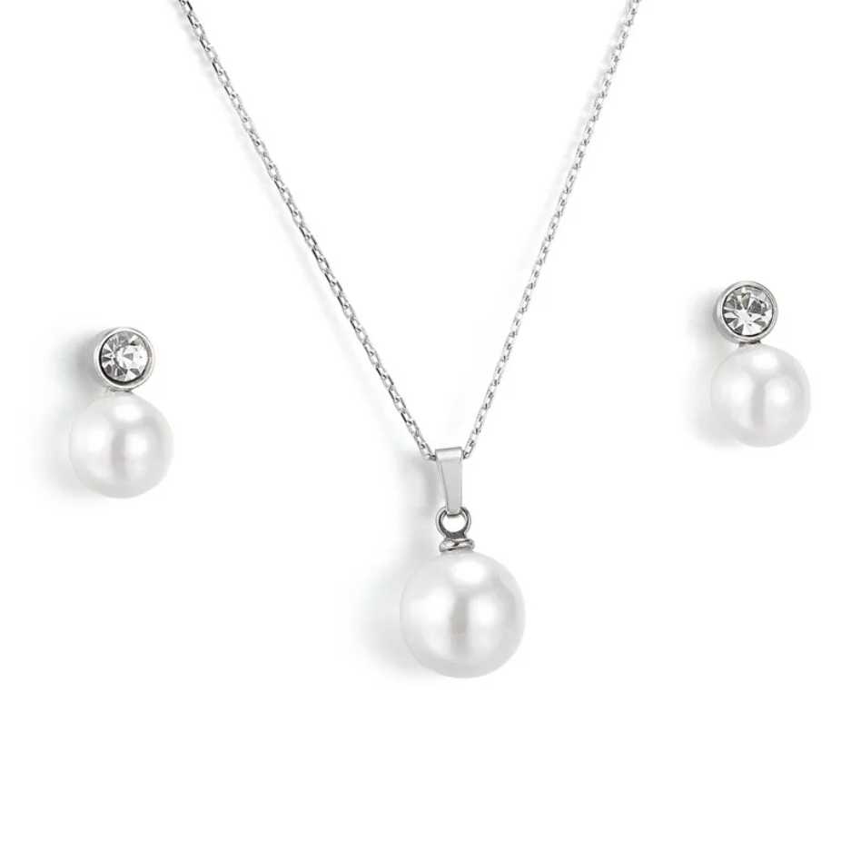 R7 White Pearl Necklace and Earrings set 510