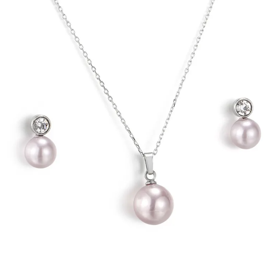 R7 Pink Pearl Necklace and Earrings set 511