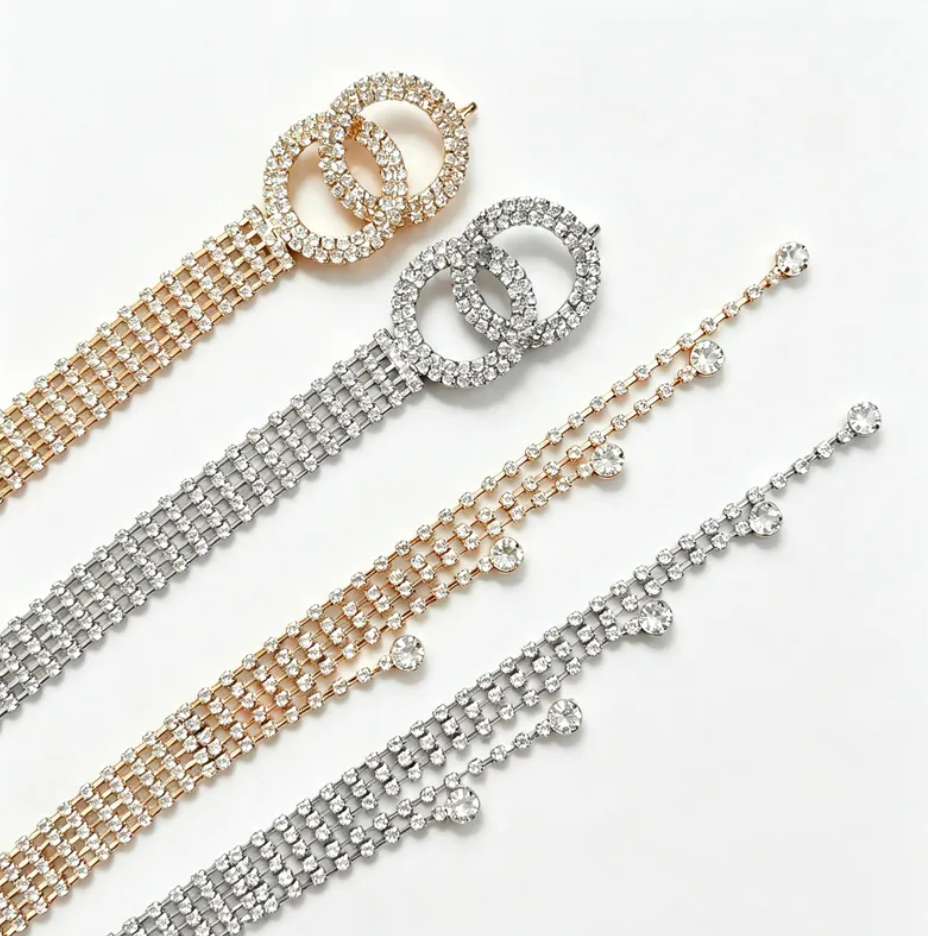 R7 Rhinestone Bling Belt in Gold 546