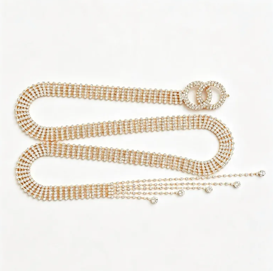 R7 Rhinestone Bling Belt in Gold 546