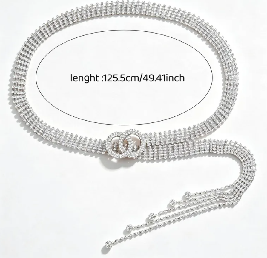 R7 Rhinestone Bling Belt in Silver 547