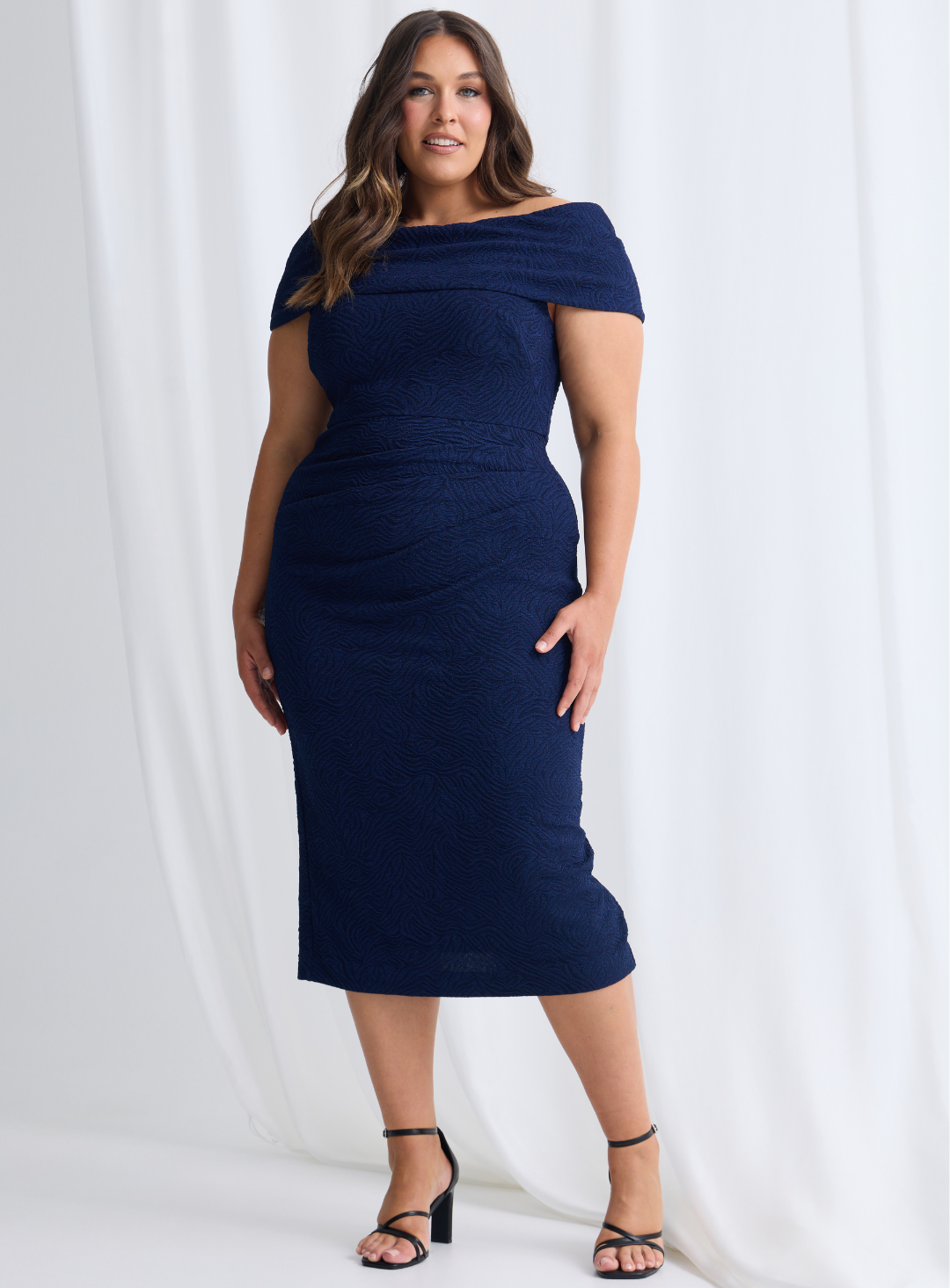 Trellis Lane Shari Midi Dress TL1157 (Available in Navy, Teal and Wine)