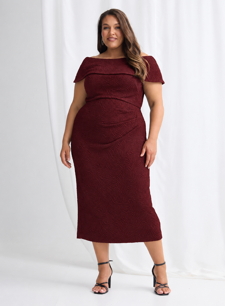 Trellis Lane Shari Midi Dress TL1157 (Available in Navy, Teal and Wine)
