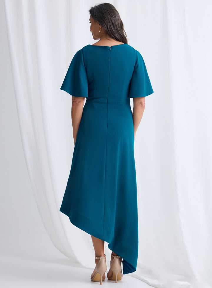 Trellis Lane Martha Asymmetrical Hem Dress TL1161 (Available in Dusty Pink, Burgundy, Teal and Imperial Blue)