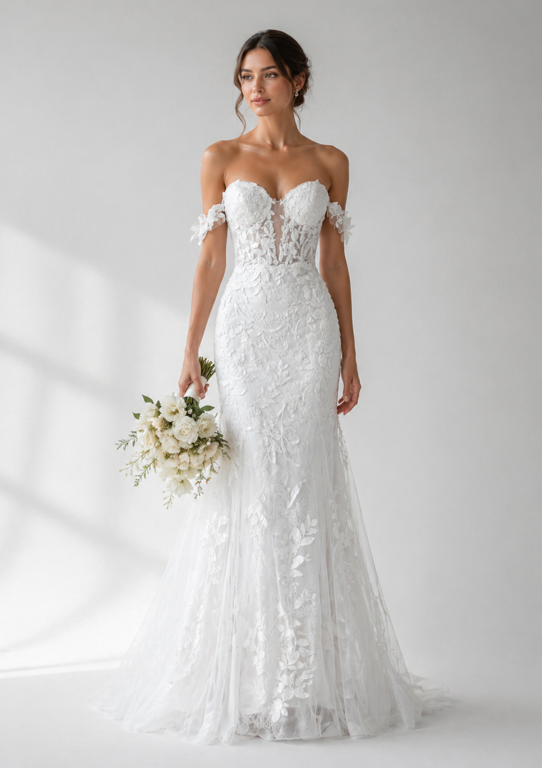 Runway 7 Bridal Melanie VS001 - Available in Vintage White Lace Applique and Tulle