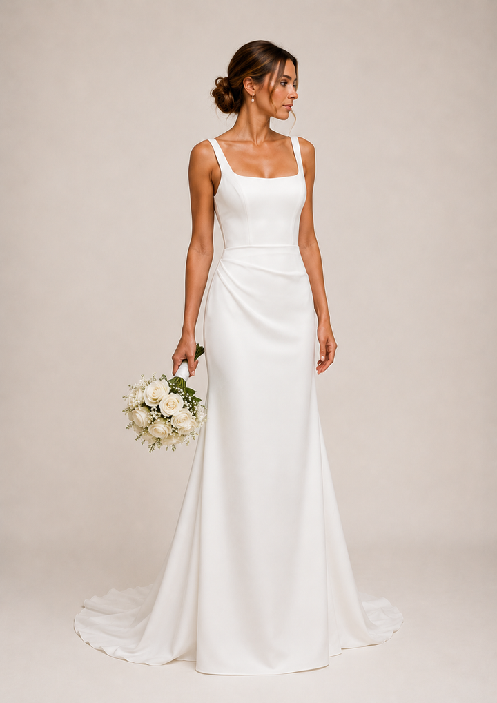 Runway 7 Bridal Emily VS006 - Available in Vintage White in Stretch Crepe