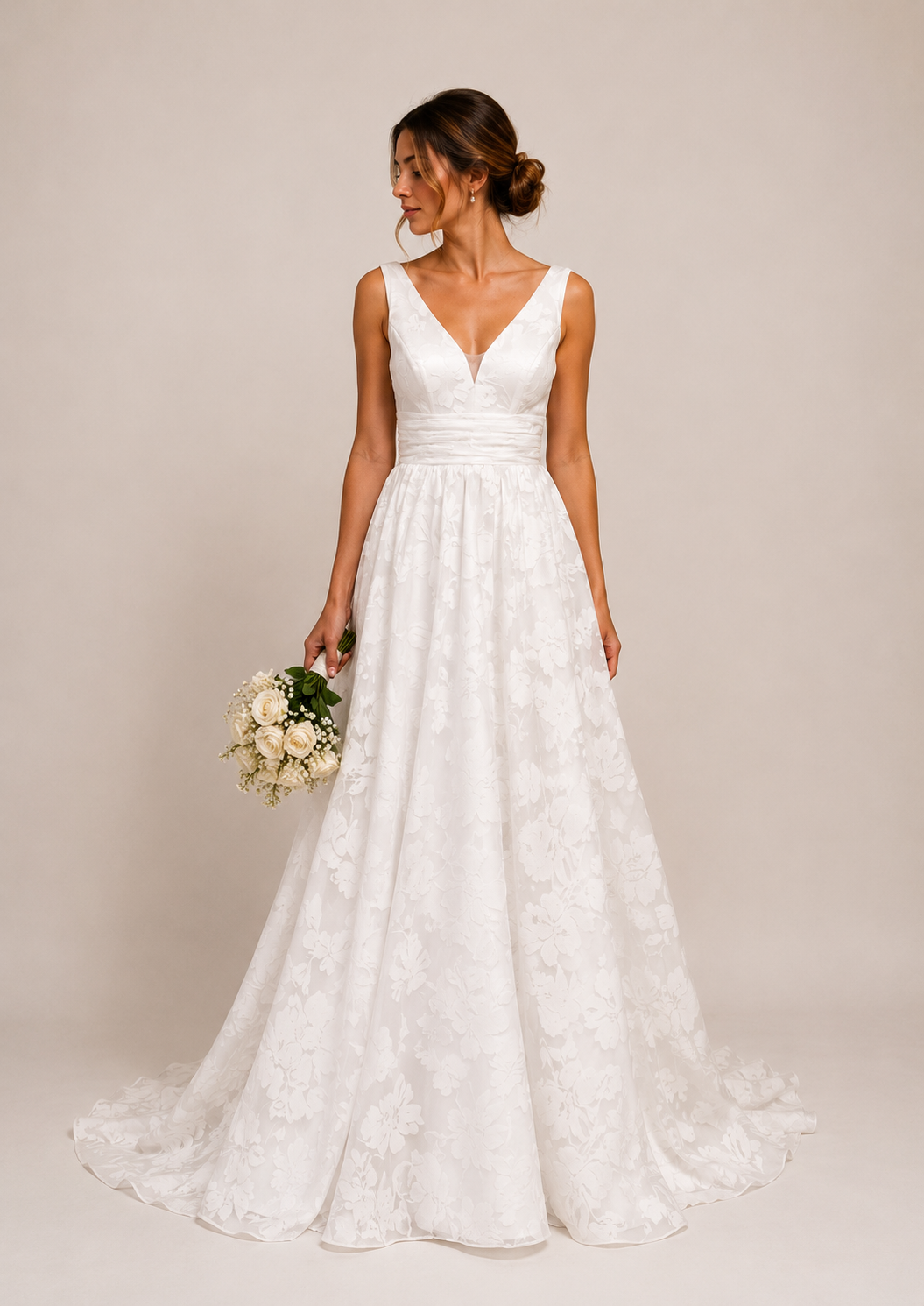 Runway 7 Bridal Valda VS007 - Available in Vintage White in Burnt-out Organza