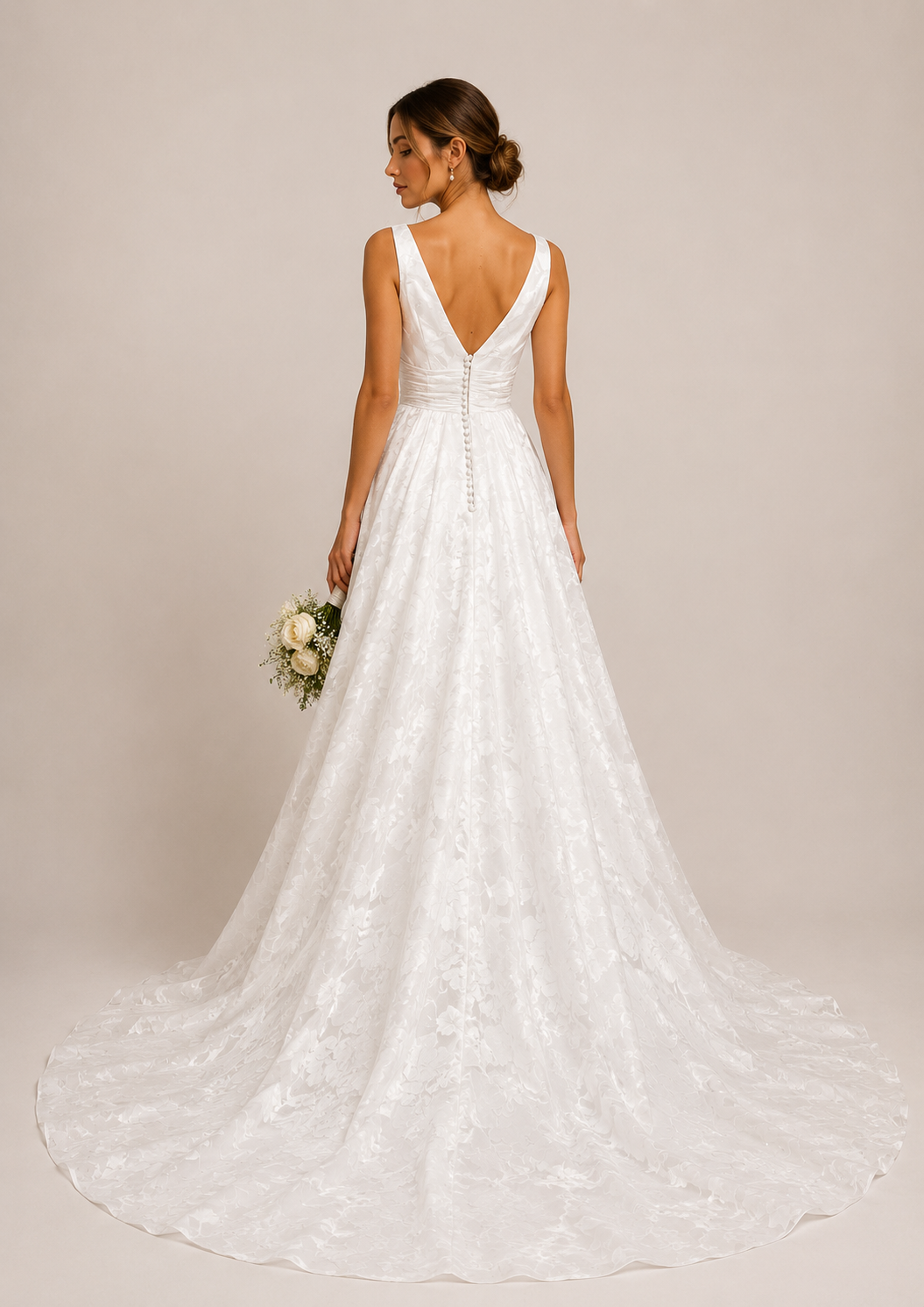 Runway 7 Bridal Valda VS007 - Available in Vintage White in Burnt-out Organza