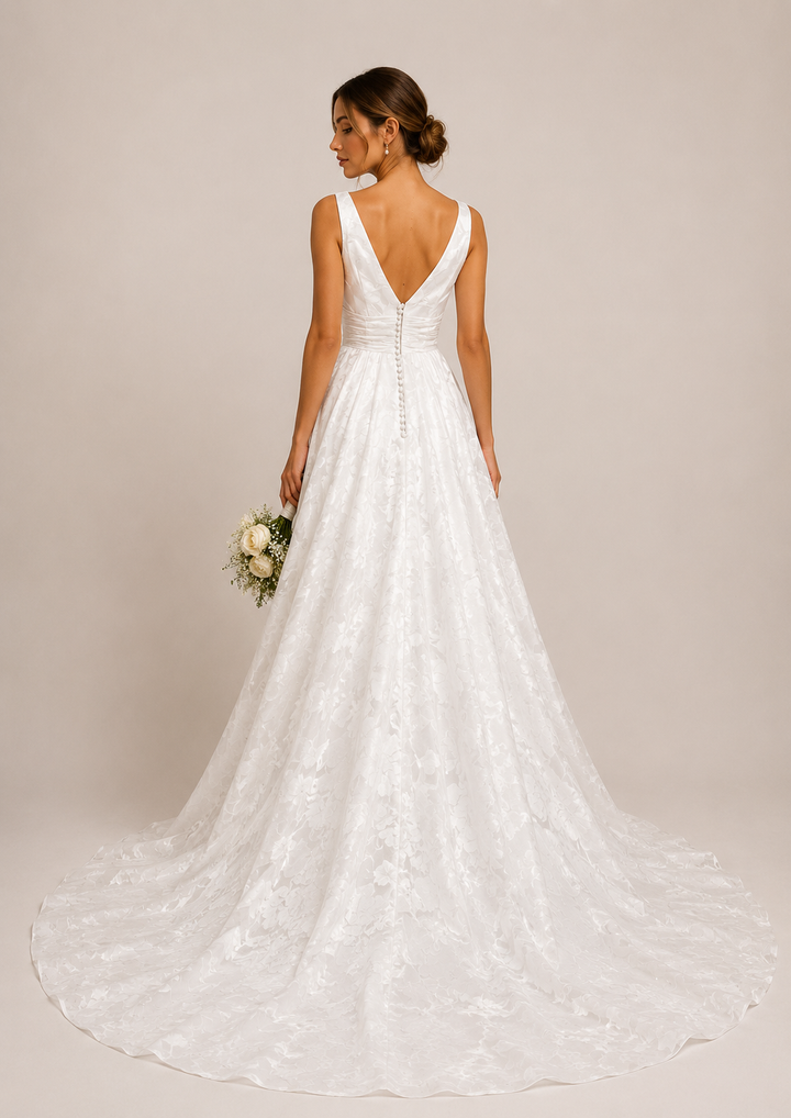 Runway 7 Bridal Valda VS007 - Available in Vintage White in Burnt-out Organza