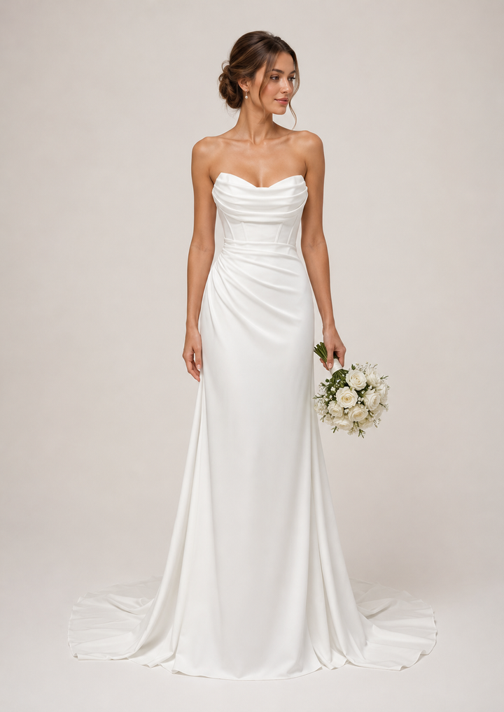 Runway 7 Bridal Sarah VS008 - Available in Vintage White in Stretch Crepe