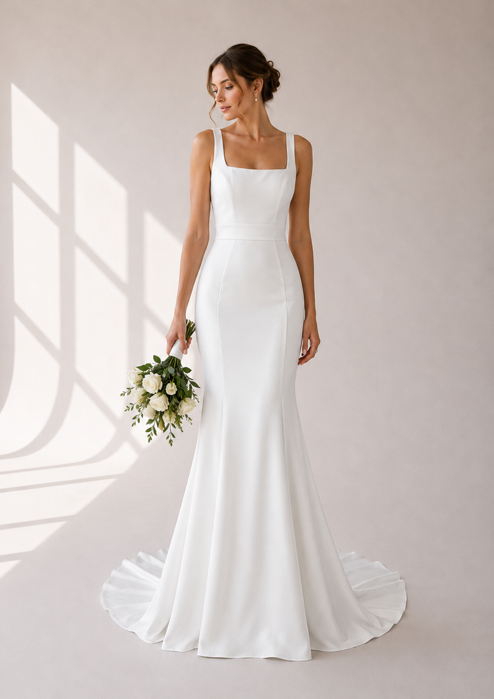 Runway 7 Bridal Paige VS009 - Available in Vintage White in Stretch Crepe