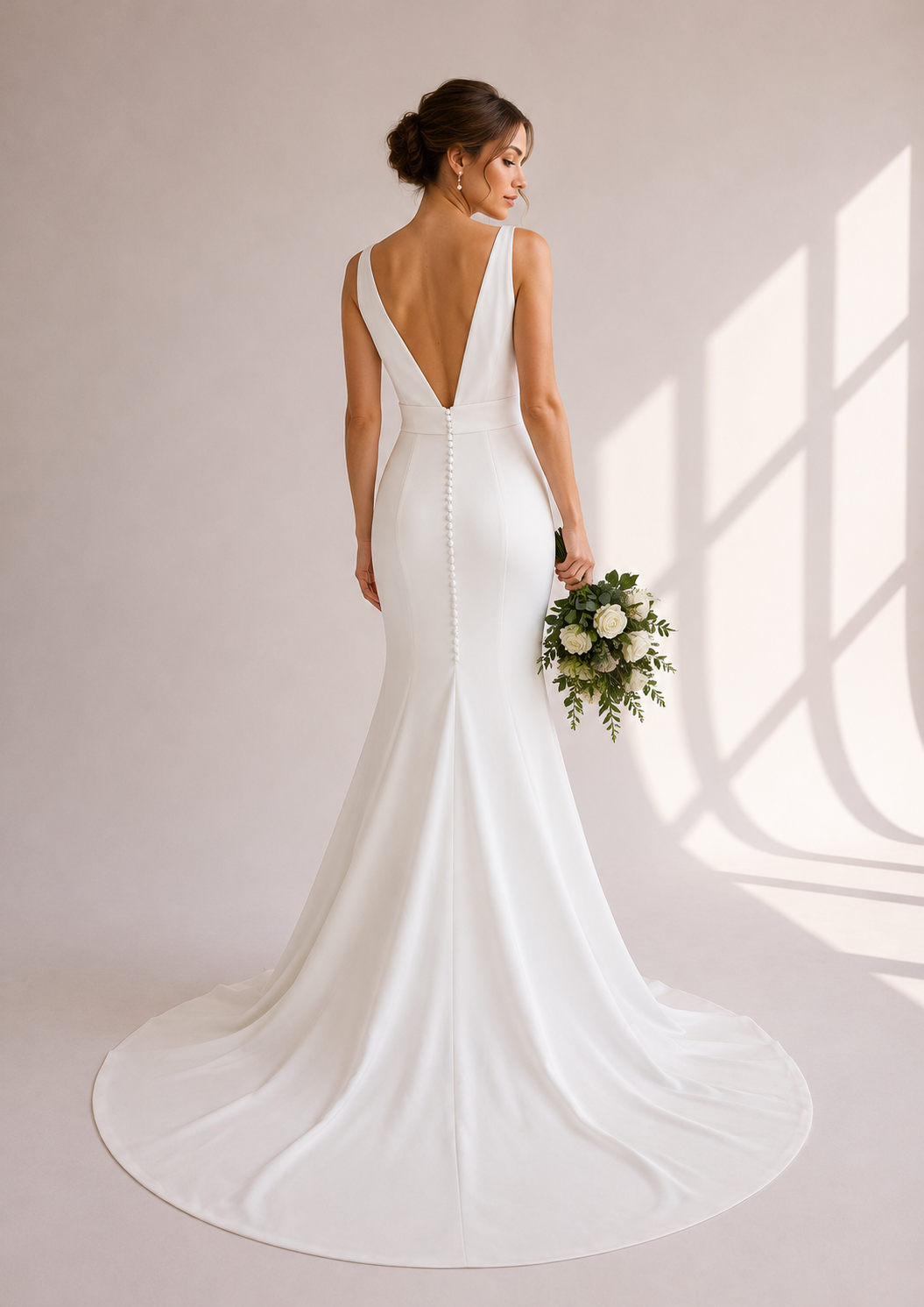 Runway 7 Bridal Paige VS009 - Available in Vintage White in Stretch Crepe