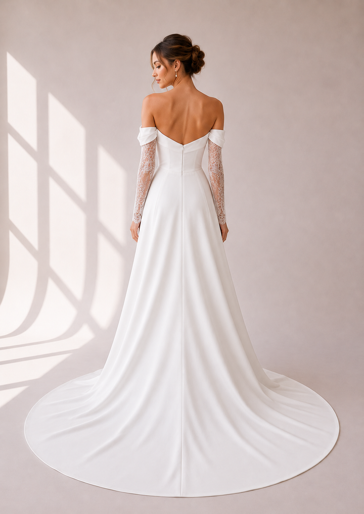Runway 7 Bridal Toni VS010 - Available in Vintage White in Lace & Crepe
