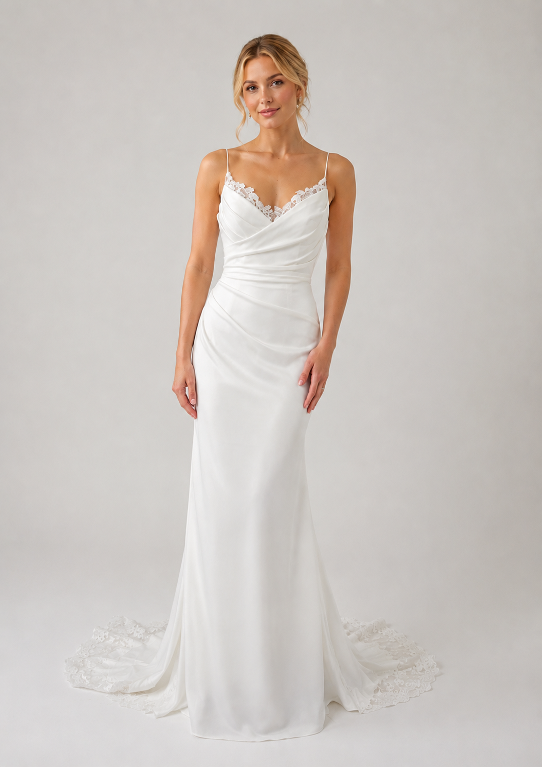 Runway 7 Bridal Charlotte VS012 - Available in Vintage White in Lace & Stretch Crepe