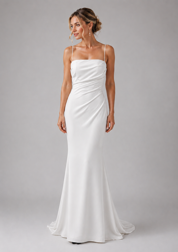 Runway 7 Bridal Halle VS013 - Available in Vintage White in Stretch Crepe