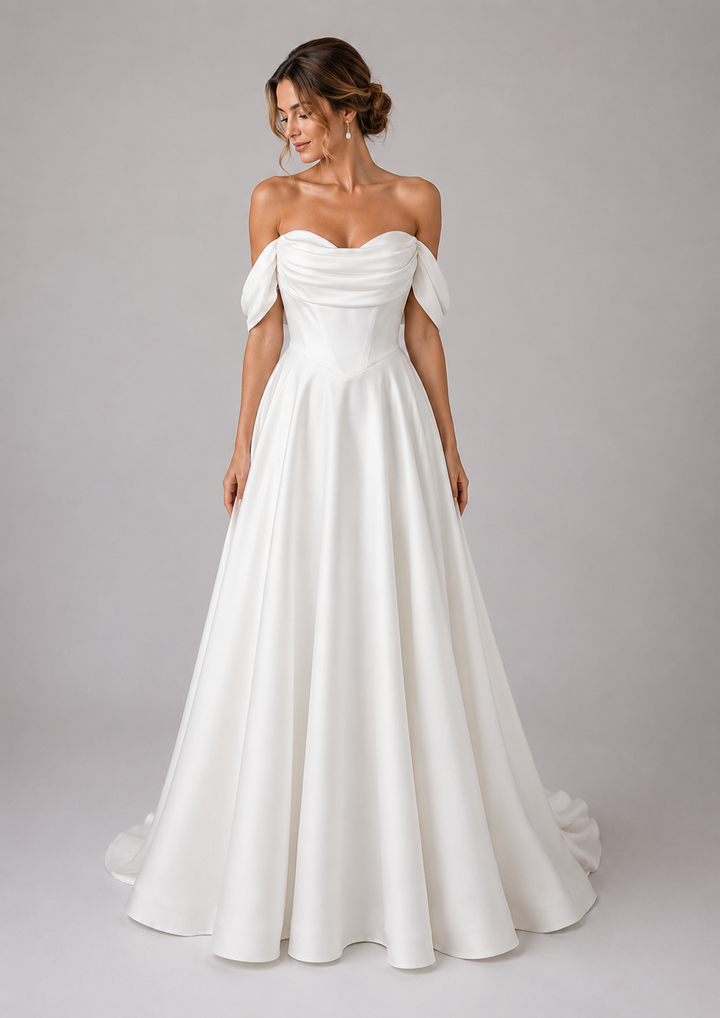 Runway 7 Bridal Kimberley VS015- Available in Vintage White in Crepe