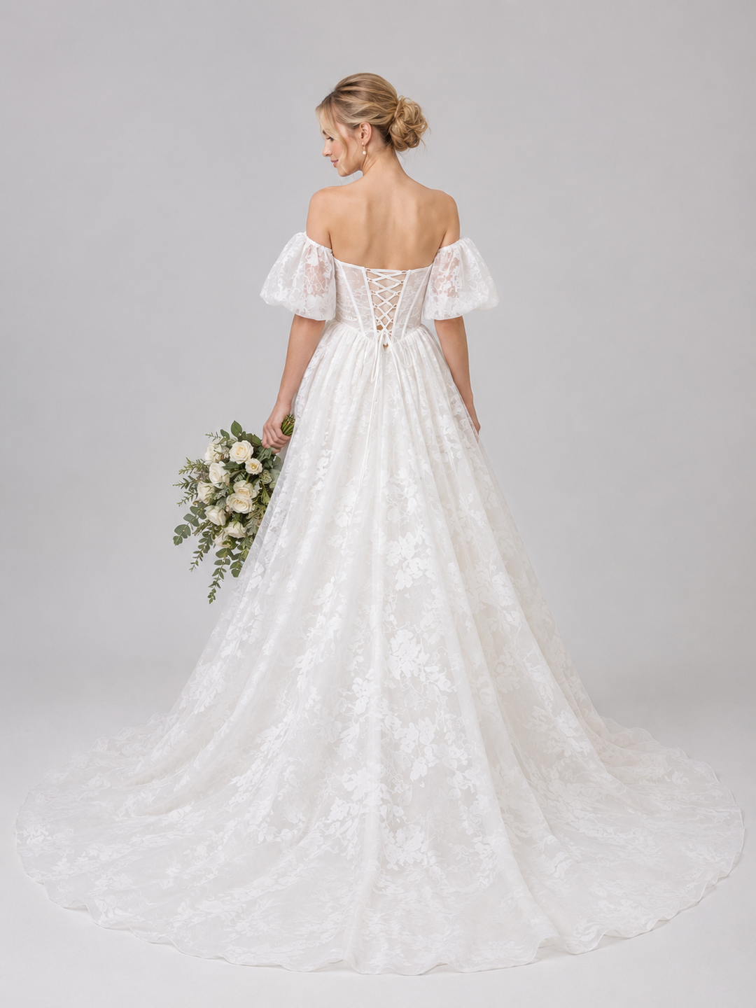 Runway 7 Bridal Janette VS018- Available in Vintage White in Burnt-out Organza