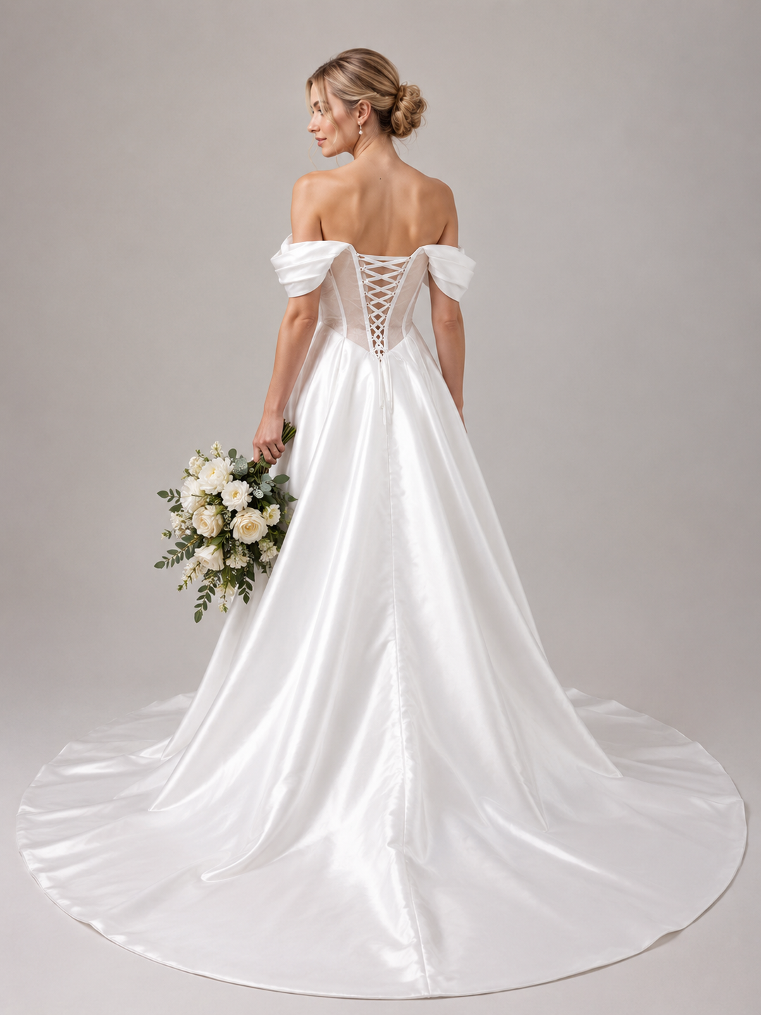 Runway 7 Bridal Catherine VS019 - Available in Vintage White in Satin & Lace