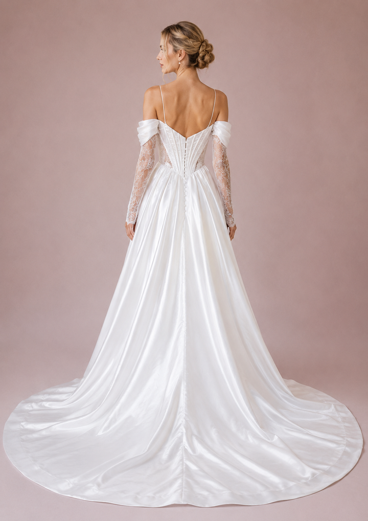 Runway 7 Bridal Judith VS021 - Available in Vintage White in Satin & Lace