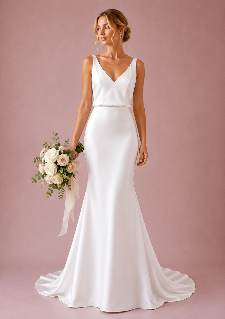 Runway 7 Bridal Christie VS022 - Available in Vintage White in Stretch Crepe
