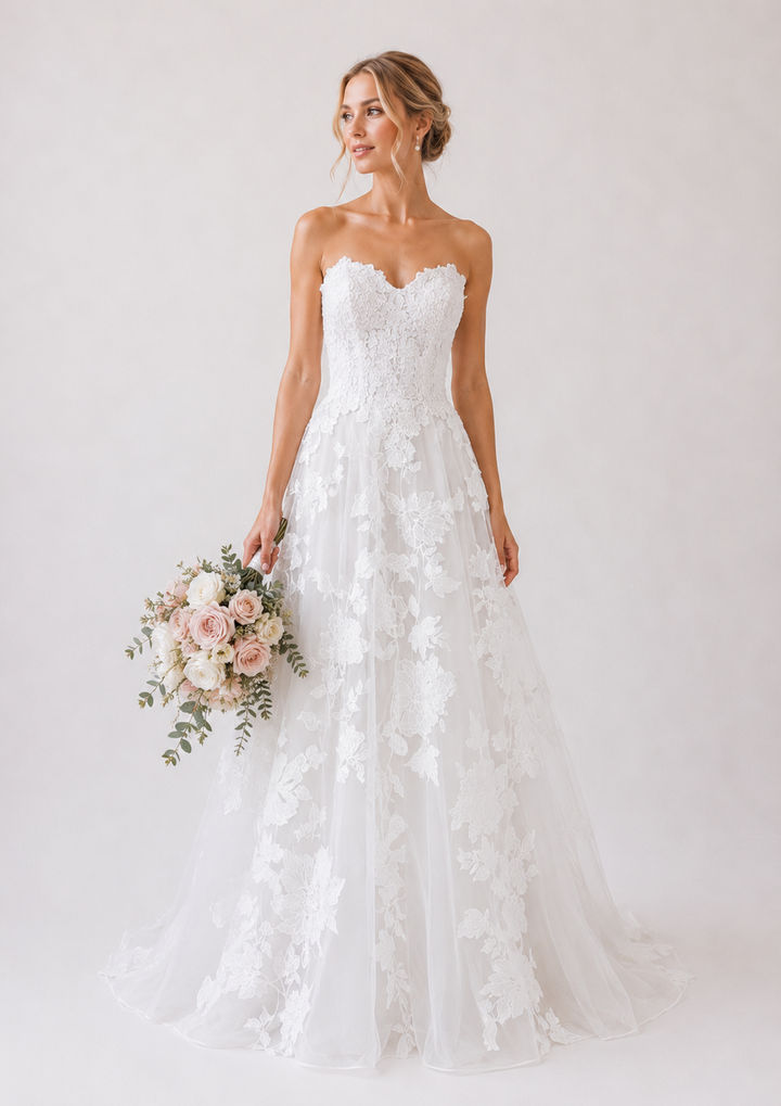 Runway 7 Bridal Wendy VS023 - Available in Vintage White in Lace Applique & Tulle