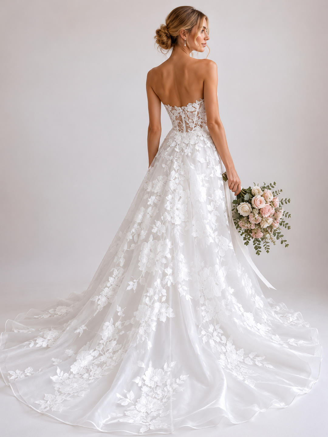 Runway 7 Bridal Wendy VS023 - Available in Vintage White in Lace Applique & Tulle