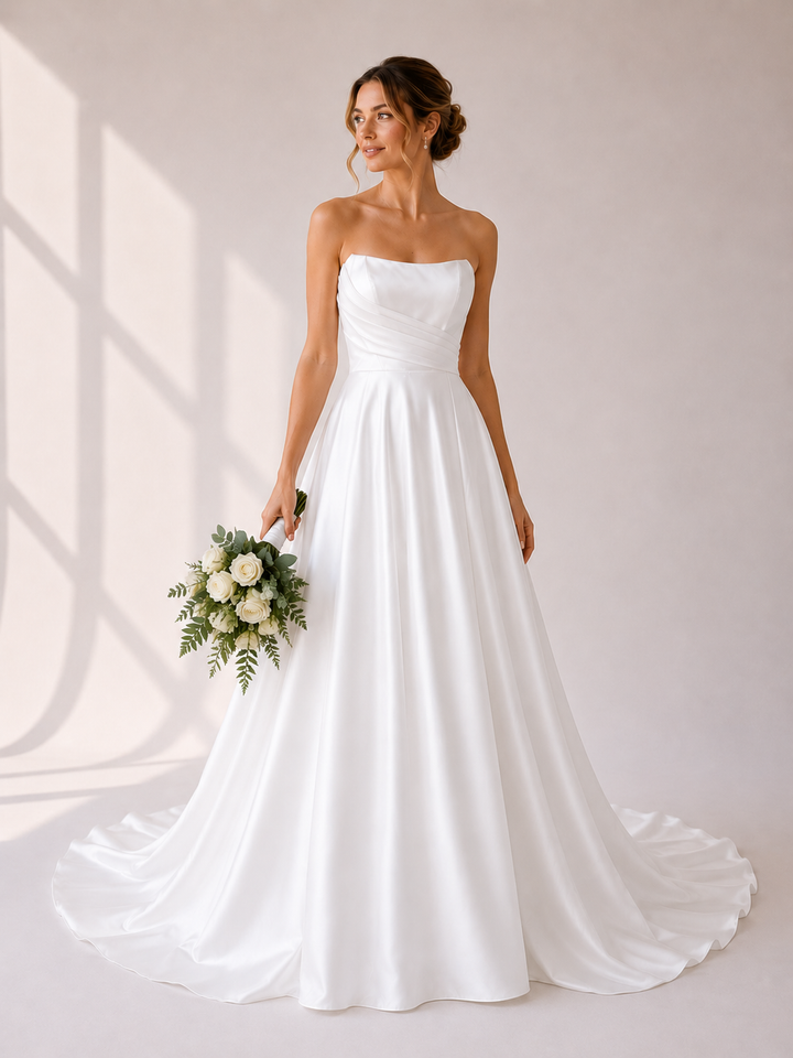 Runway 7 Bridal Beverley VS027 - Available in Vintage White in Satin