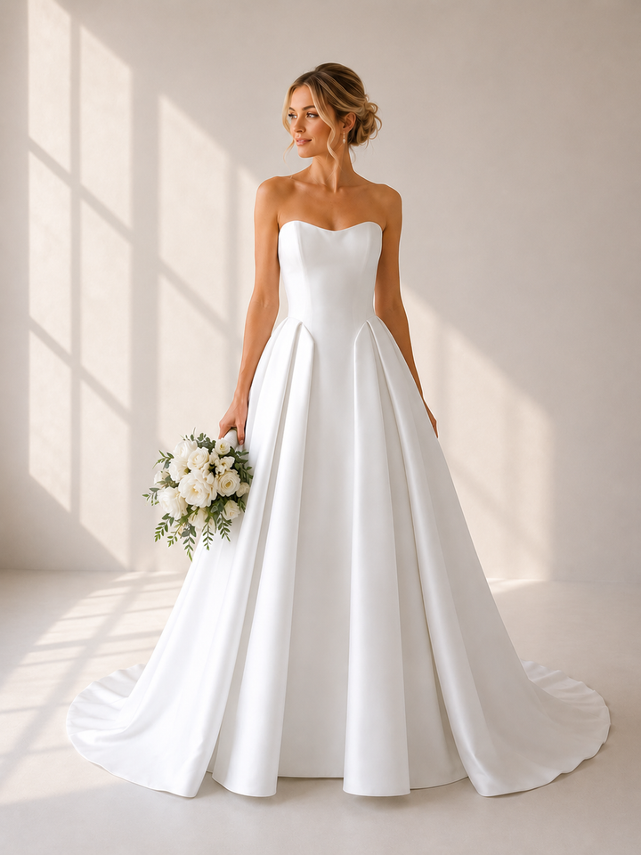 Runway 7 Bridal Madisyn VS028 - Available in Vintage White in Butter Satin