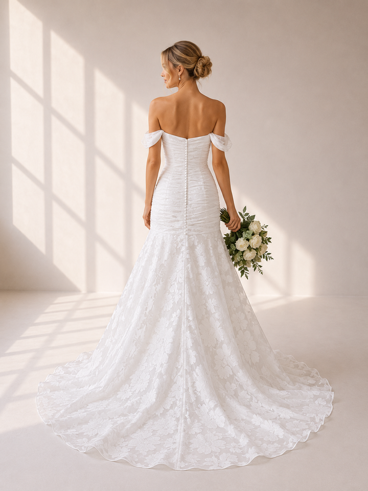 Runway 7 Bridal Marian VS029 - Available in Vintage White in Burnt Out Organza