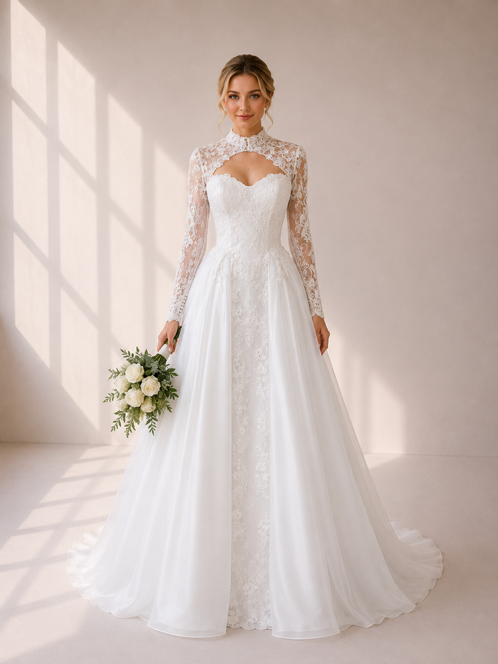 Runway 7 Bridal Michelle VS031 - Available in Vintage White in Lace & Tulle