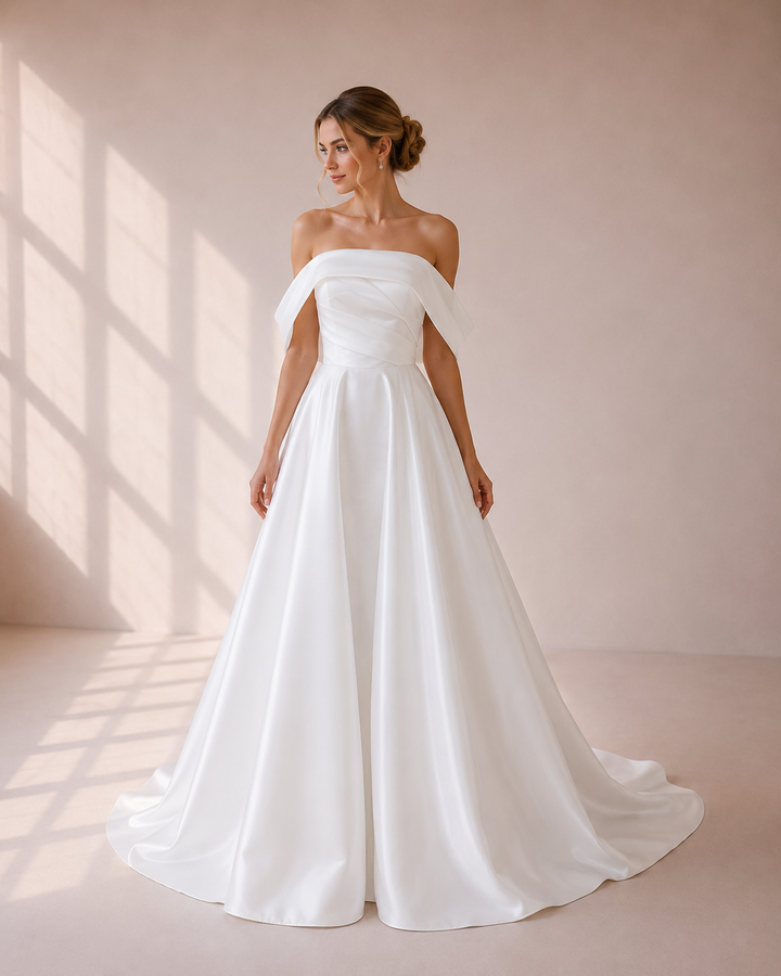 Runway 7 Bridal Gloria VS033 - Available in Vintage White in Organza