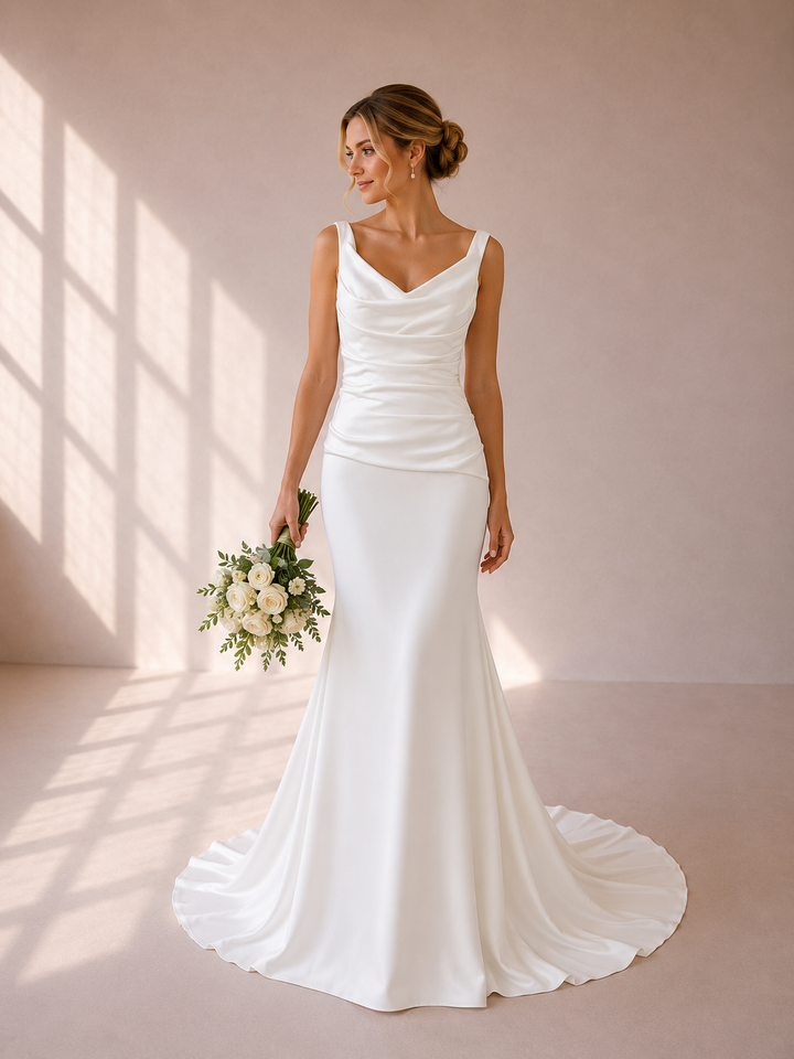 Runway 7 Bridal Sophie VS034 - Available in Vintage White in Stretch Crepe