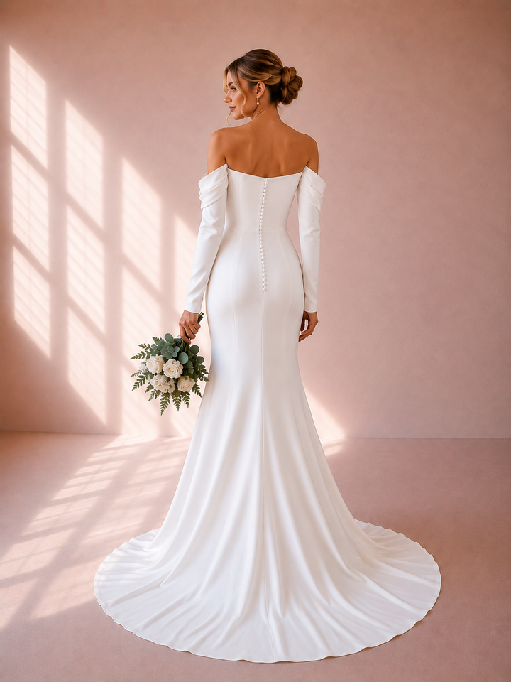 Runway 7 Bridal Laura VS035 - Available in Vintage White in Sequin Lace & Stretch Crepe