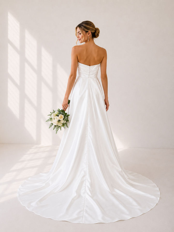 Runway 7 Bridal Kylie VS036 - Available in Vintage White in Satin & Beaded Lace