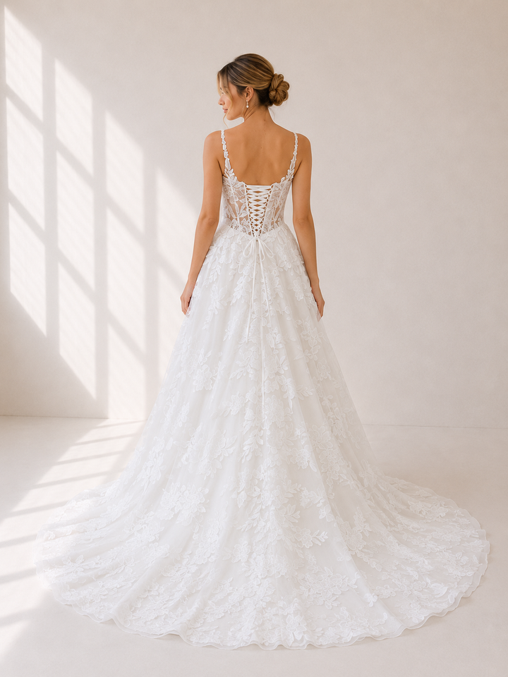 Runway 7 Bridal Ceanne VS037 - Available in Vintage White in Large Motif & Beads, Pearls & Crystals