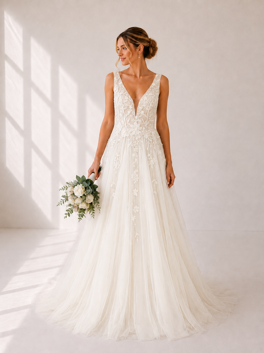 Runway 7 Bridal Mercia VS038 - Available in Vintage White or V White and Multi in Lace Applique & tulle