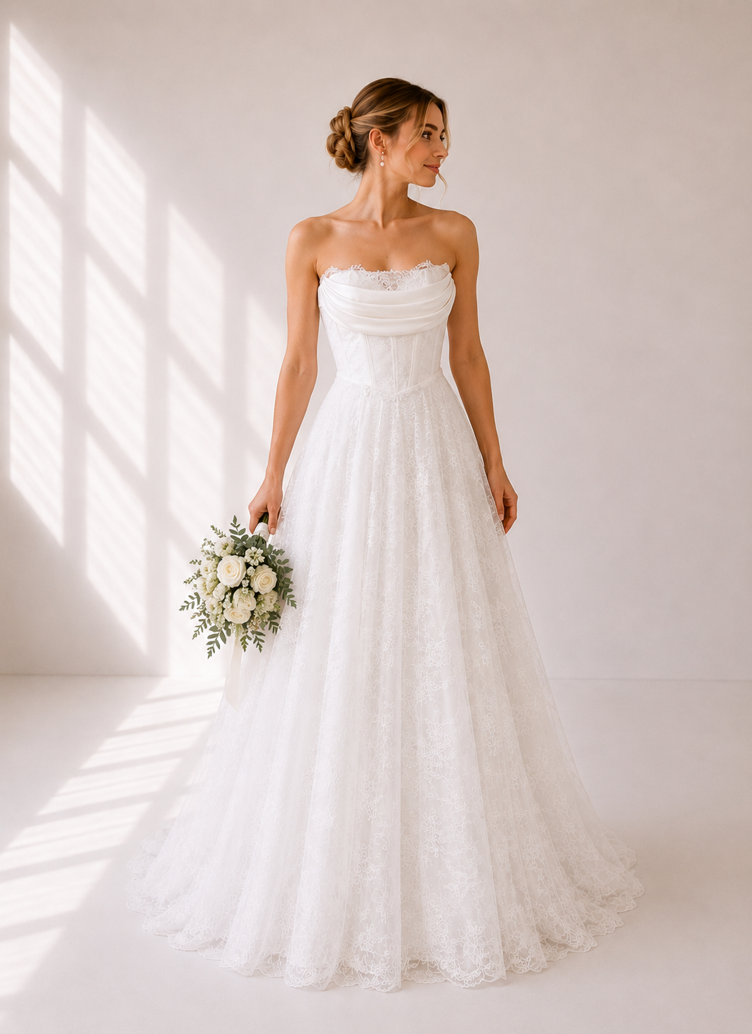 Runway 7 Bridal Pippa VS040 - Available in Vintage White in Chantilly Lace & Satin