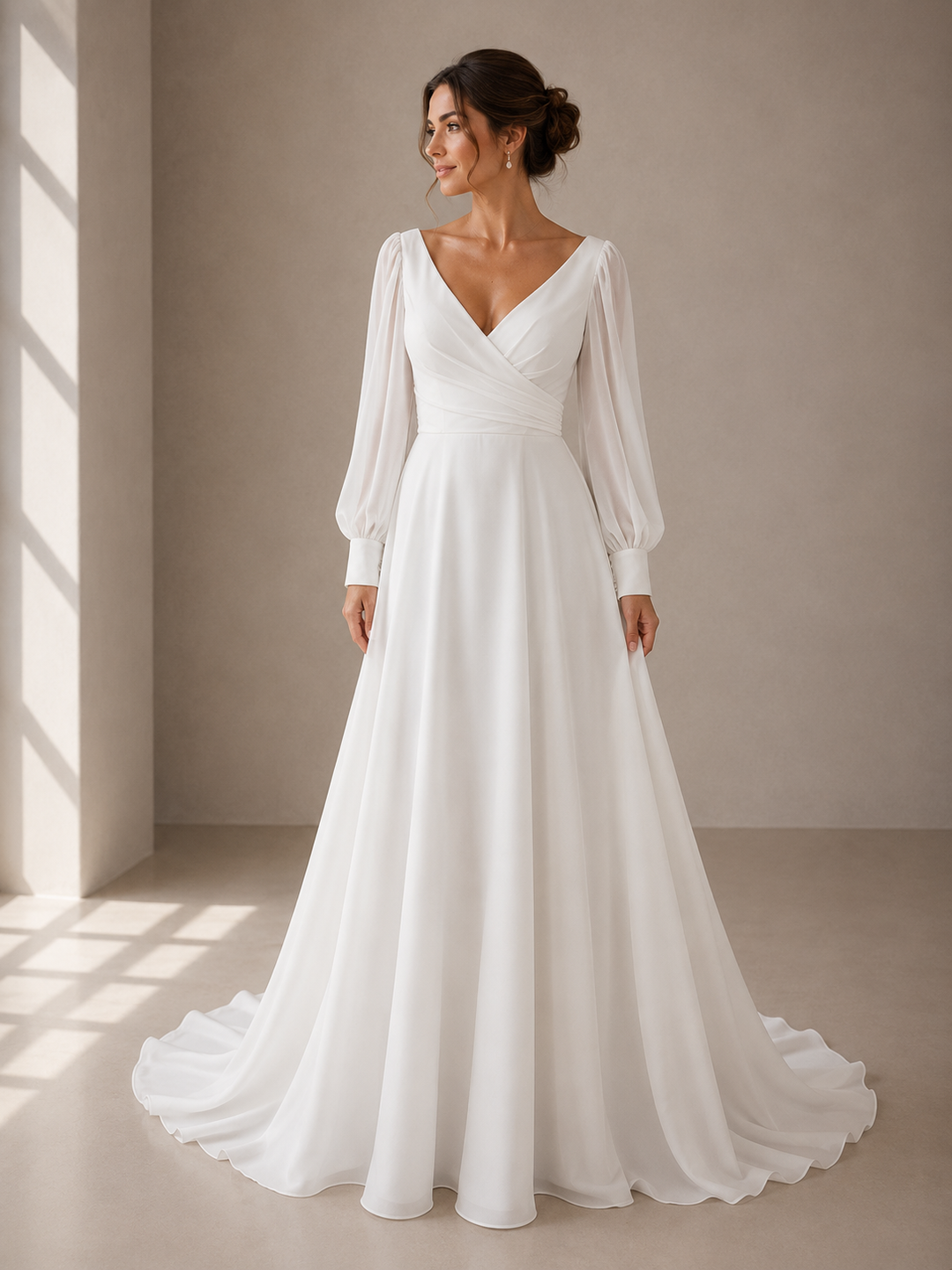 Runway 7 Bridal Chris VS043- Available in Vintage White in Georgette