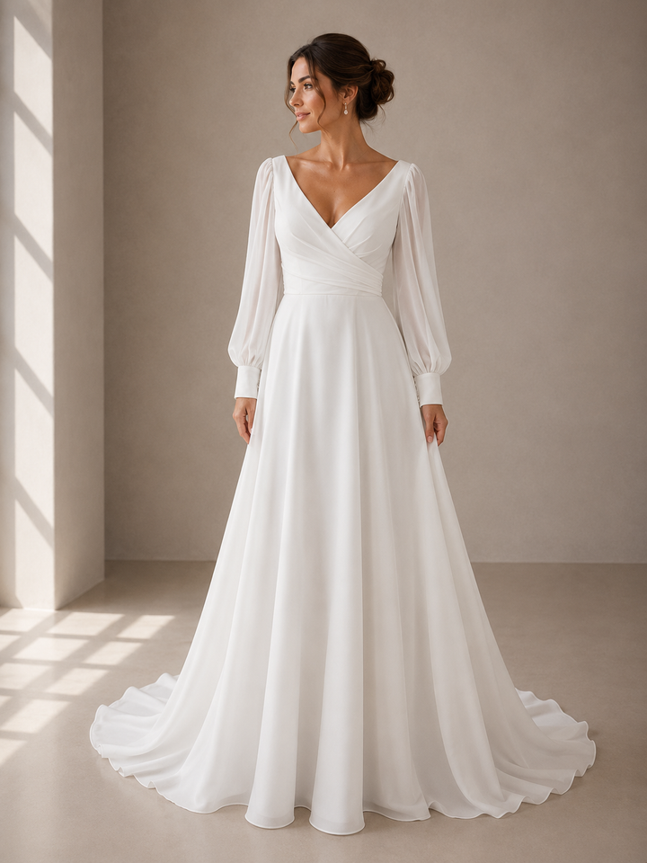 Runway 7 Bridal Chris VS043- Available in Vintage White in Georgette