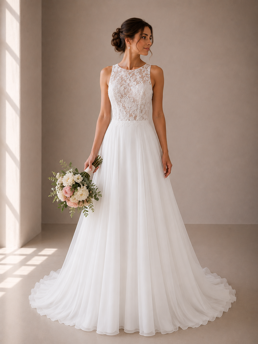 Runway 7 Bridal Zahra VS044- Available in Vintage White in Lace & Georgette