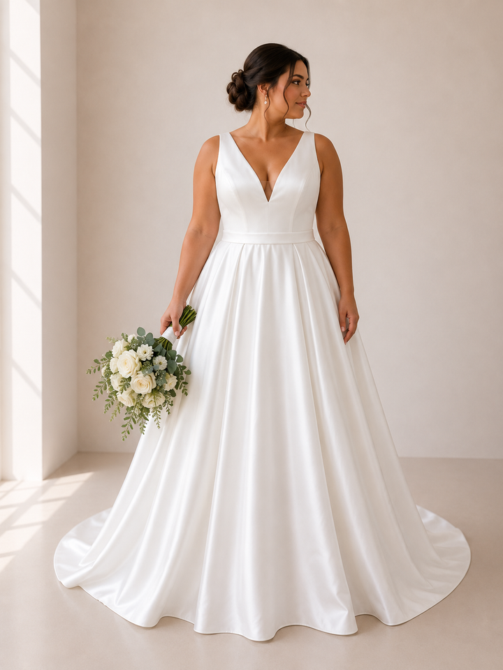 Runway 7 Bridal Pamela VS047- Available in Vintage White in Satin